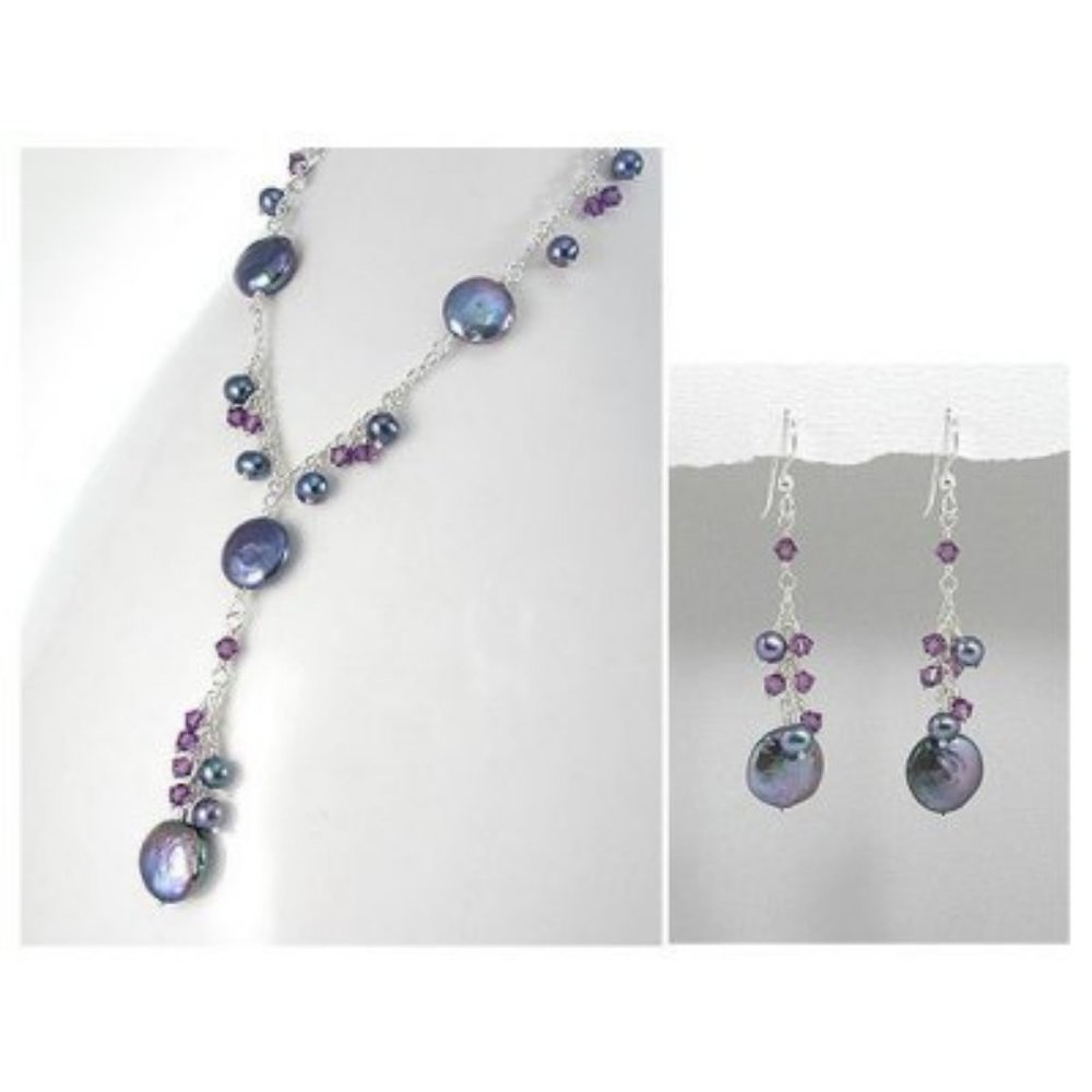 Tahitian Pearls Sterling Silver Set